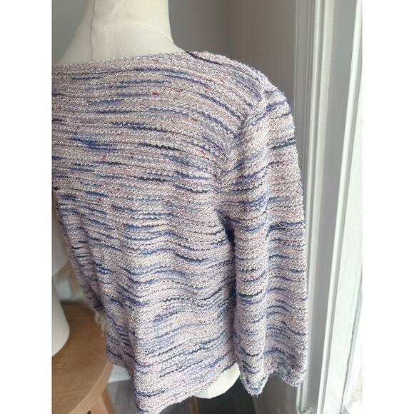 Madewell Marled Rainbow Jacquard V Neck Top Womens Medium Retro Grandmacore - Picture 8 of 9